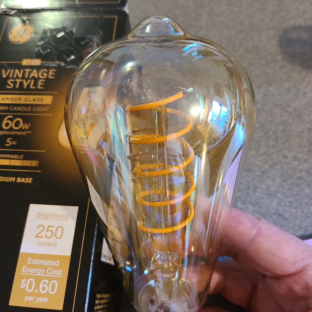 1 Bulb Vintage Style Amber Glass
